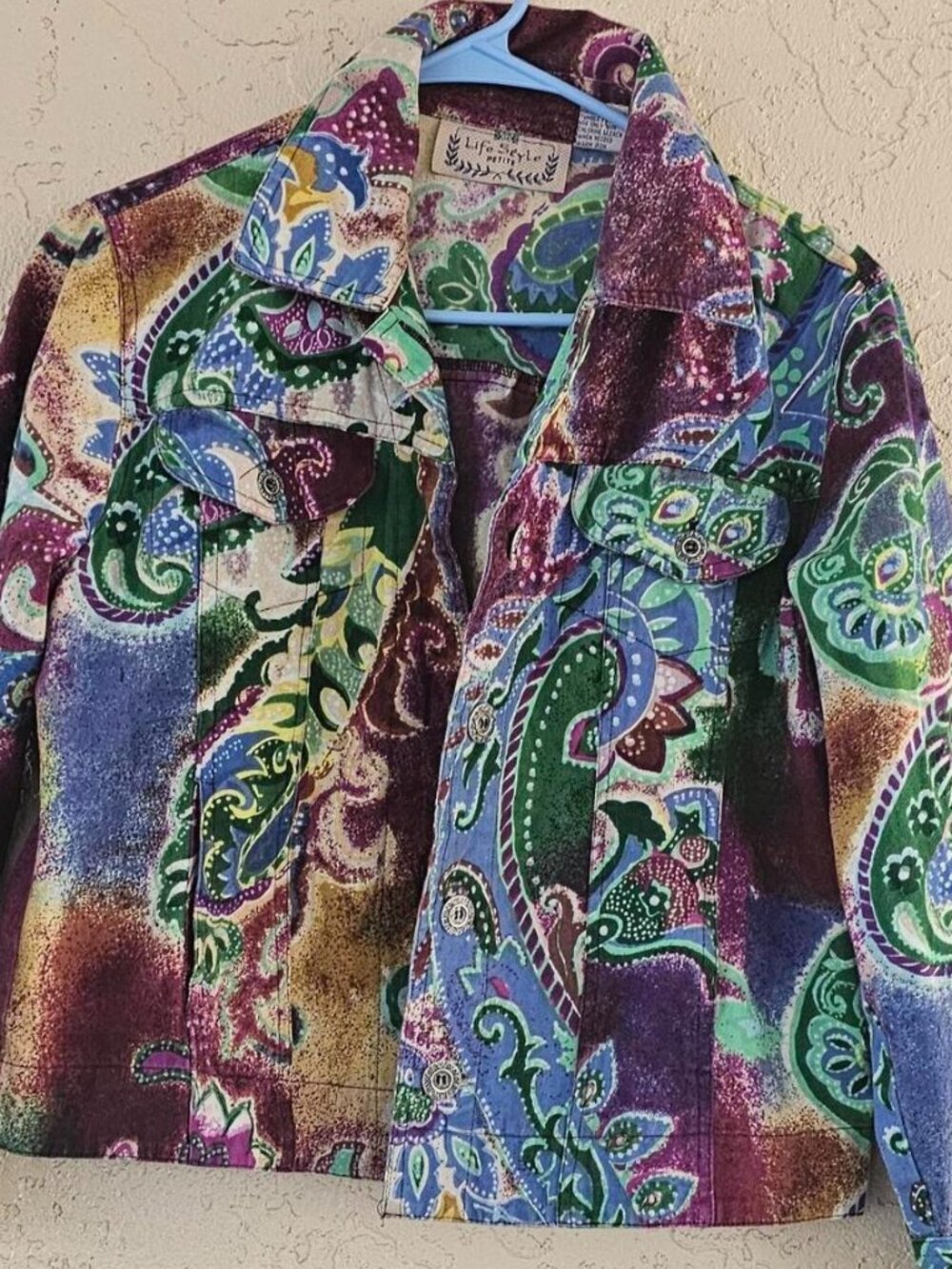 Y2K Psychedelic Denim Jacket Size M